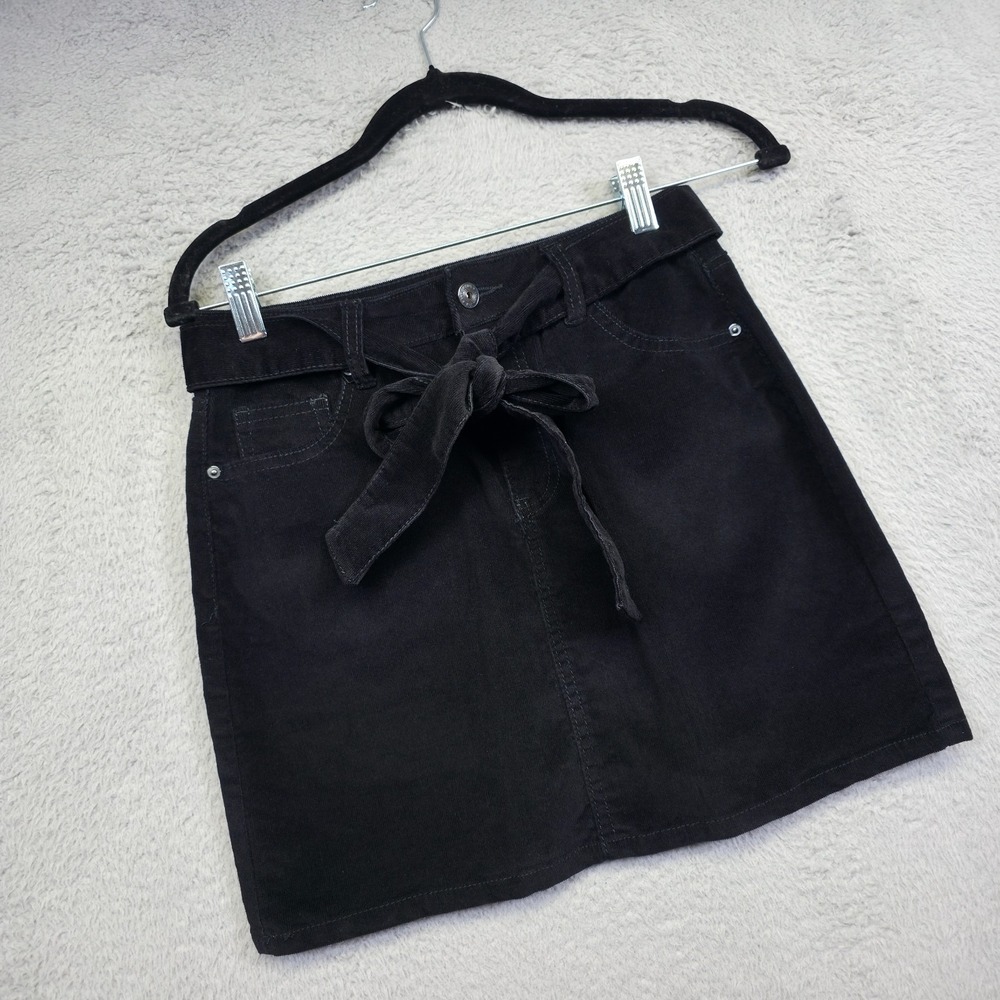 Vanilla Star Corduroy Mini Skirt Juniors‎ 3 Black Utility Y2K Grunge Goth Baddie